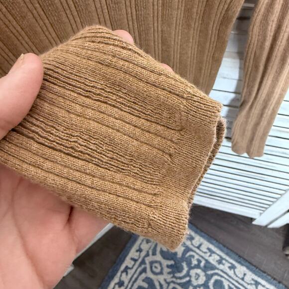 MADEWELL Women's Leaton M Lightweight Ribbed Mock Sweater Heather Caramel Brown - Picture 10 of 15